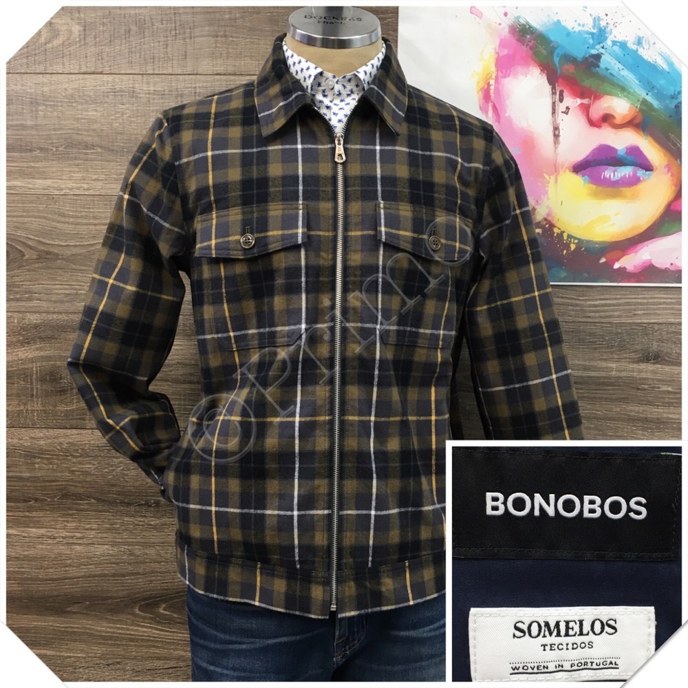 Bonobos Somelos Cotton Harrington Jacket Mens Medium Full Zip Multi-Pocket